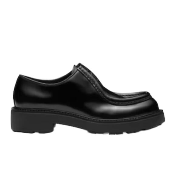 PRADA Men Brushed Leather Loafers Black Lace up 10 US 11 - Picture 3 of 10